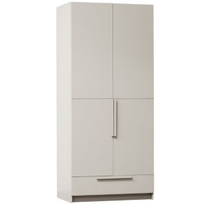 Hoorns Bílá dřevěná šatní skříň Pamela 215 x 95 cm  - Výška215 cm- Šířka 95 cm