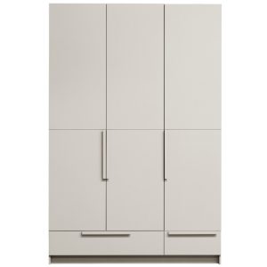 Hoorns Bílá dřevěná šatní skříň Pamela 215 x 142 cm  - Výška215 cm- Šířka 142 cm