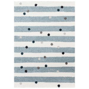 Yellow Tipi Modro-bílý pruhovaný dětský koberec Stripes and Dots 160 x 230 cm  - Šířka160 cm- Délka 230 cm