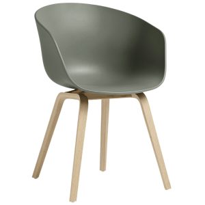Šedozelená plastová židle HAY AAC 22 s dubovou podnoží  - Výška79 cm- Šířka 59 cm