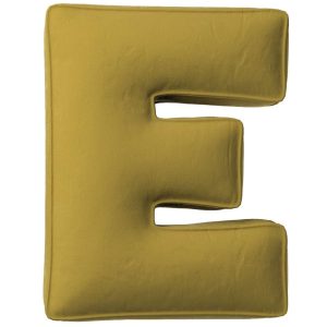 Yellow Tipi Olivově zelený sametový polštář písmeno E 40 cm  - Výška40 cm- Šířka 30 cm