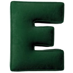 Yellow Tipi Tmavě zelený sametový polštář písmeno E 40 cm  - Výška40 cm- Šířka 30 cm