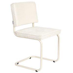 Bílá čalouněná jídelní židle ZUIVER RIDGE SOFT  - Výška85 cm- Šířka 48 cm
