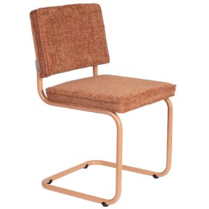 Cihlově oranžová čalouněná jídelní židle ZUIVER RIDGE SOFT  - Výška85 cm- Šířka 48 cm