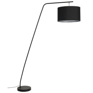 White Label Černá kovová stojací lampa WLL MARTINE 224 cm  - Výška224 cm- Průměr stínidla 50 cm