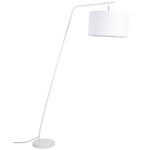 White Label Bílá kovová stojací lampa WLL MARTINE 224 cm  - Výška224 cm- Průměr stínidla 50 cm