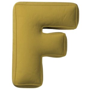 Yellow Tipi Olivově zelený sametový polštář písmeno F 40 cm  - Výška40 cm- Šířka 30 cm