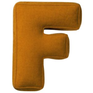 Yellow Tipi Cihlově oranžový sametový polštář písmeno F 40 cm  - Výška40 cm- Šířka 30 cm