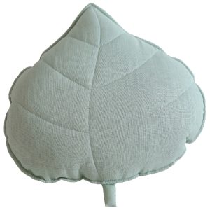 Moi Mili Mátově zelený polštář ve tvaru listu Leaf 39 cm  - Výška37 cm- Šířka 39 cm