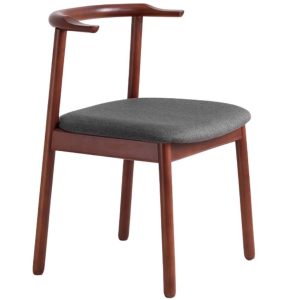 Nordic Design Hnědá dřevěná jídelní židle Kube s šedým látkovým sedákem  - Výška72 cm- Šířka 47 cm