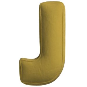 Yellow Tipi Olivově zelený sametový polštář písmeno J 40 cm  - Výška40 cm- Písmeno Samet (100 % PES)