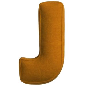 Yellow Tipi Cihlově oranžový sametový polštář písmeno J 40 cm  - Výška40 cm- Písmeno Samet (100 % PES)