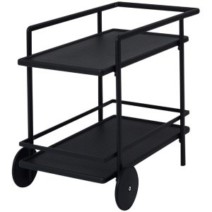 Černý hliníkový zahradní servírovací vozík No.120 Mindo 98 x 61 cm  - Výška80 cm- Šířka 98 cm