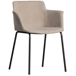 Hoorns Béžová čalouněná jídelní židle Eime s područkami  - Výška82 cm- Šířka 62 cm
