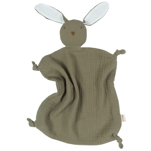 Malomi Kids Tmavě zelený mušelínový muchláček Dudu Rabbit  - Výška45 cm- Šířka 33 cm