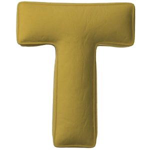 Yellow Tipi Olivově zelený sametový polštář písmeno T 40 cm  - Výška40 cm- Šířka 35 cm