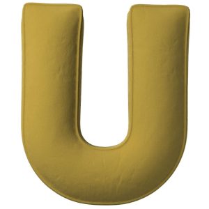 Yellow Tipi Olivově zelený sametový polštář písmeno U 40 cm  - Výška40 cm- Šířka 35 cm