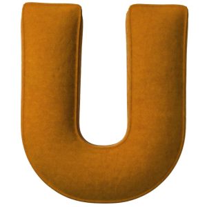 Yellow Tipi Cihlově oranžový sametový polštář písmeno U 40 cm  - Výška40 cm- Šířka 35 cm