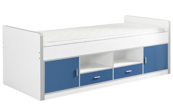 Modrá postel se zásuvkami Vipack Bonny 90 x 200 cm  - Výška78