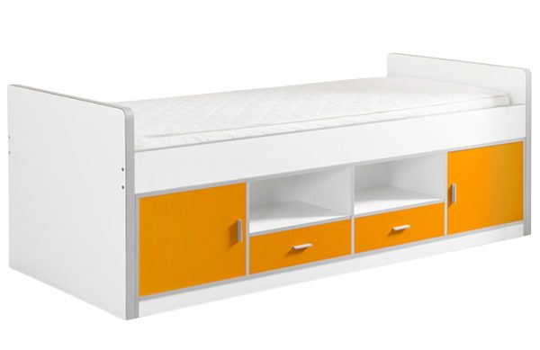 Oranžová postel se zásuvkami Vipack Bonny 90 x 200 cm  - Výška78