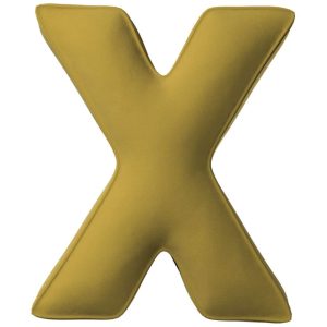 Yellow Tipi Olivově zelený sametový polštář písmeno X 40 cm  - Výška40 cm- Šířka 35 cm