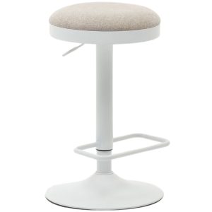Béžová čalouněná barová židle Kave Home Zaib 58-80 cm  - Výška58 cm- Průměr 38