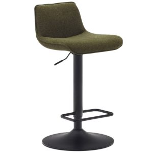 Tmavě zelená čalouněná barová židle Kave Home Zenda 64-86 cm  - Výška82-103 cm- Šířka 45