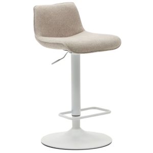 Béžová čalouněná barová židle Kave Home Zenda 64-86 cm  - Výška82-103 cm- Šířka 45