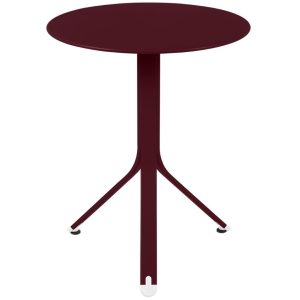 Třešňově červený kovový stůl Fermob Rest'O Ø 60 cm  - Výška74 cm- Průměr 60 cm
