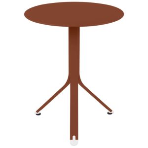 Zemitě červený kovový stůl Fermob Rest'O Ø 60 cm  - Výška74 cm- Průměr 60 cm