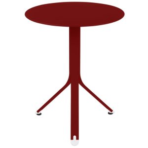 Červený kovový stůl Fermob Rest'O Ø 60 cm  - Výška74 cm- Průměr 60 cm