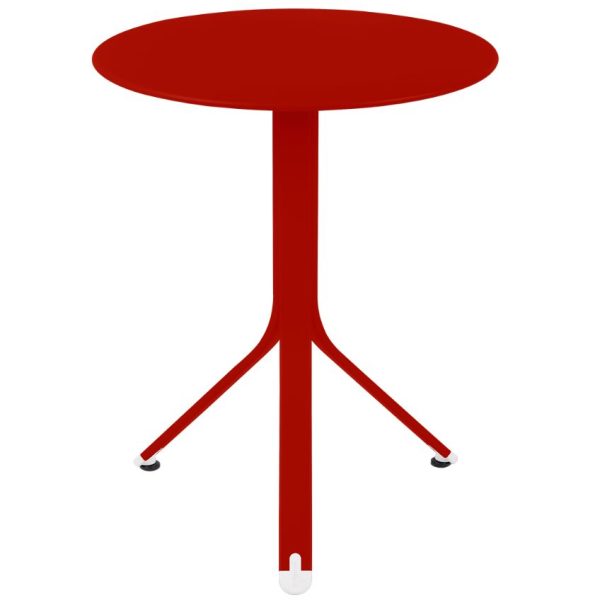 Makově červený kovový stůl Fermob Rest'O Ø 60 cm  - Výška74 cm- Průměr 60 cm