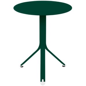 Tmavě zelený kovový stůl Fermob Rest'O Ø 60 cm  - Výška74 cm- Průměr 60 cm