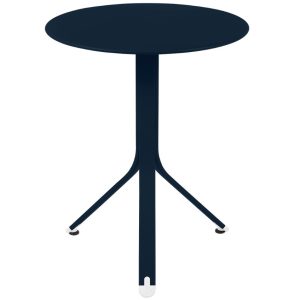 Tmavě modrý kovový stůl Fermob Rest'O Ø 60 cm  - Výška74 cm- Průměr 60 cm