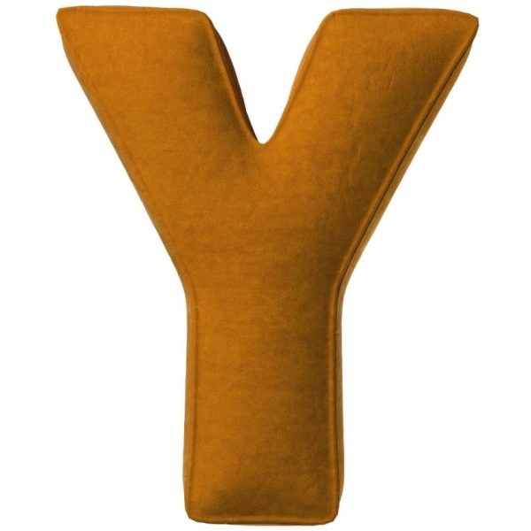 Yellow Tipi Cihlově oranžový sametový polštář písmeno Y 40 cm  - Výška40 cm- Šířka 35 cm