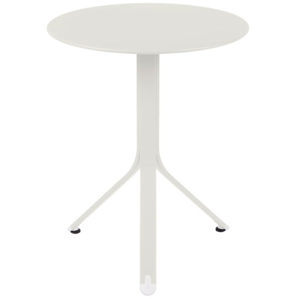 Světle šedý kovový stůl Fermob Rest'O Ø 60 cm  - Výška74 cm- Průměr 60 cm