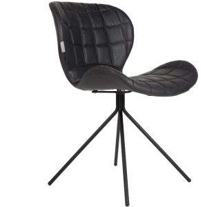 Černá koženková jídelní židle ZUIVER OMG LL  - Výška80 cm- Šířka 51 cm