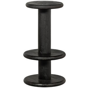 Hoorns Černá dřevěná barová židle Nuada 40 cm  - Výška74 cm- Šířka 40 cm