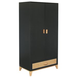 Théo Bébé Černá lakovaná šatní skříň Nami 175 x 90 cm  - Výška175 kg- Šířka 90 cm