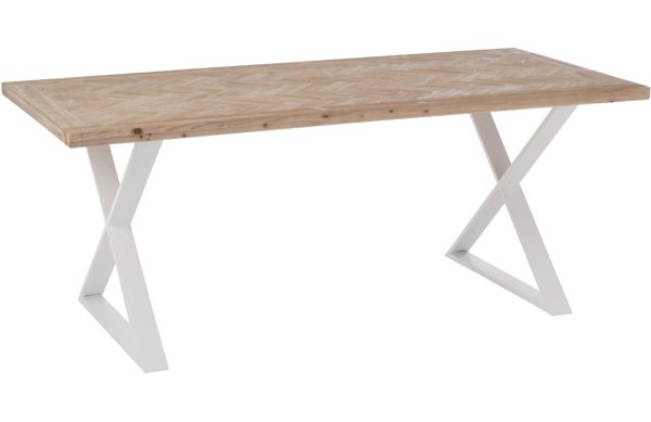 Dřevěný jídelní stůl J-line Zigtem 200 x 95 cm s bílou podnoží  - Výška79 cm- Šířka 200 cm