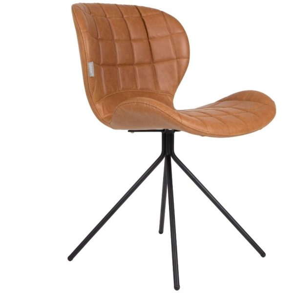 Hnědá koženková jídelní židle ZUIVER OMG LL  - Výška80 cm- Šířka 51 cm