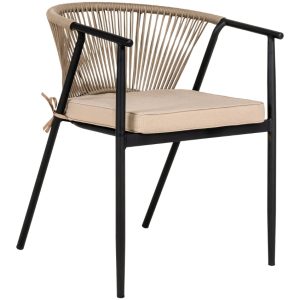 Nordic Living Béžová zahradní židle Madina s výpletem  - Výška76 cm- Šířka 63 cm