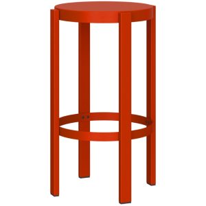Noo.ma Červená kovová barová židle Doon 65 cm  - Výška65 cm- Šířka sedu 35 cm
