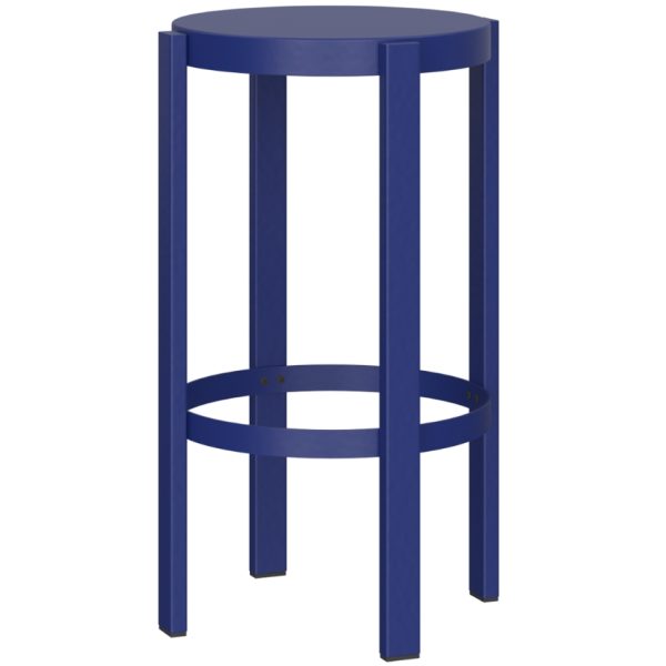 Noo.ma Modrá kovová barová židle Doon 65 cm  - Výška65 cm- Šířka sedu 35 cm
