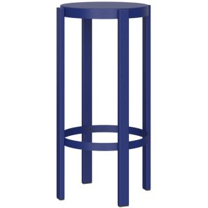 Noo.ma Modrá kovová barová židle Doon 75 cm  - Výška75 cm- Šířka sedu 35 cm