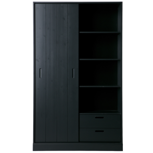 Hoorns Černá dřevěná skříň Shelpine 200 x 120 cm  - Výška200 cm- Šířka 120 cm