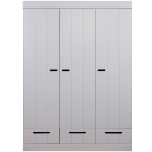 Hoorns Cementově šedá dřevěná šatní skříň Ernie 195 x 140 cm  - Výška195 cm- Šířka 145 cm