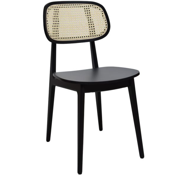FormWood Černá dřevěná jídelní židle Rabbit s výpletem  - Výška83 cm- Šířka 45 cm