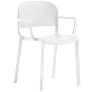 Pedrali Bílá plastová jídelní židle Dome 265 s područkami  - Výška81 cm- Šířka 58 cm
