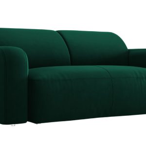 Lahvově zelená sametová dvoumístná pohovka MICADONI Greta 170 cm  - Šířka170 cm- Výška 72 cm